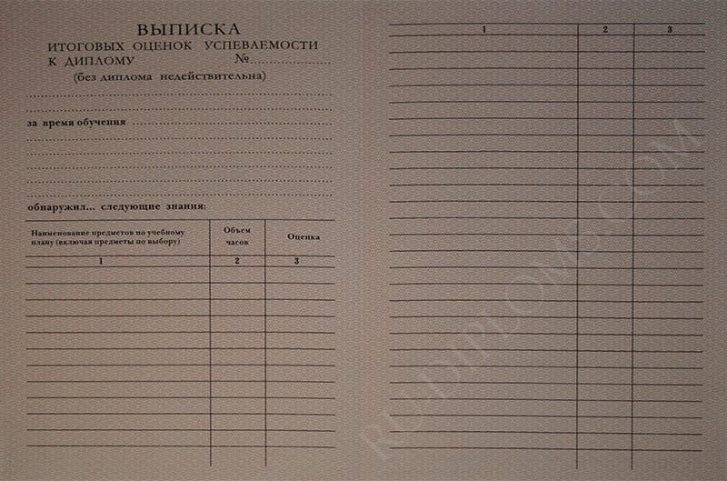 Диплом техникума или колледжа 1997-2003 год 